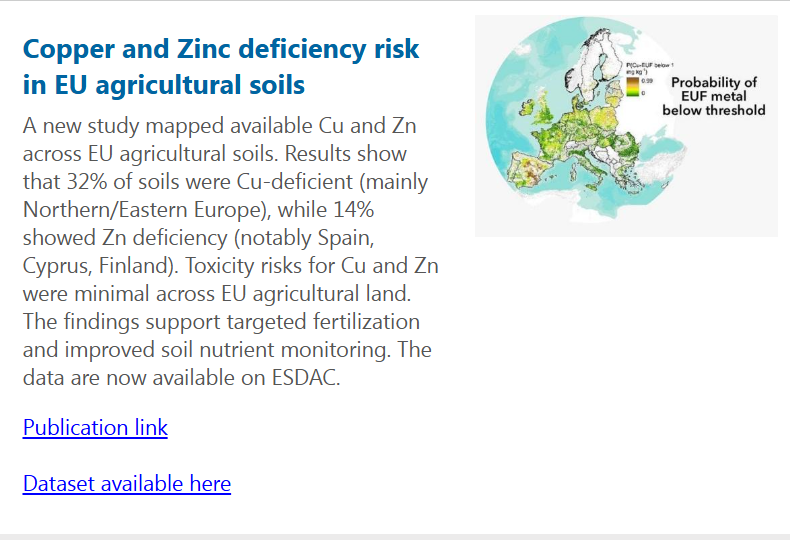 SoilOlive's tweet photo. The July newsletter from the EU Soil Observatory (EUSO) is now available. 🌍🌱
We’re sharing this newsletter, which contains key information on soil health. It also includes two job vacancies at EUSO.
📖https://t.co/ZYcMnDsp4D
#SoilOlive https://t.co/pqlq3vYnsV