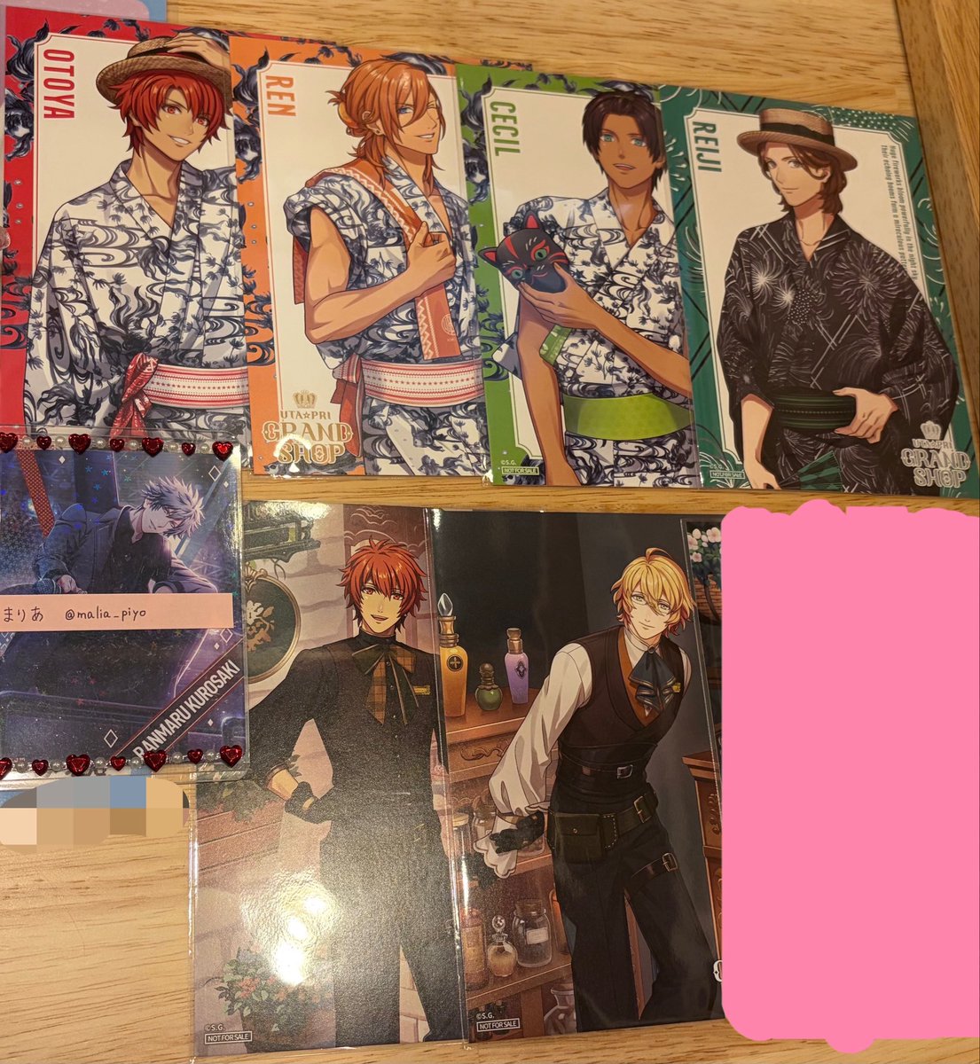 malia_piyo's tweet photo. 【交換】うたプリ　グラショ　購入特典
ポストカード

【譲】浴衣 音也、レン、セシル、嶺二
        MC 音也、那月

【求】浴衣 藍×4
        MC 翔・藍

本日池袋手渡し希望です。
只今サンシャインシティにおります。 https://t.co/azJmXJaTLl