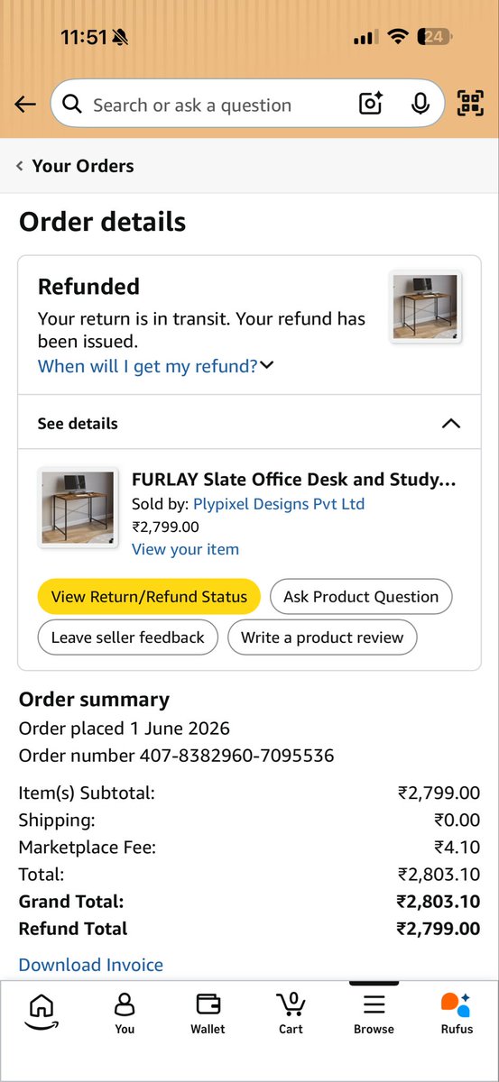 Praveen_beast2's tweet photo. VEBETO play gym - delivered damaged condition.
FURLAY office desk - not delivered, was marked no one was available to collect.
WOBEN water bottle was damaged and now replacement order says delivered but i can’t find it.
Amazon delivery service is SHIT currently. #amazon #help https://t.co/80xDTt3XQr