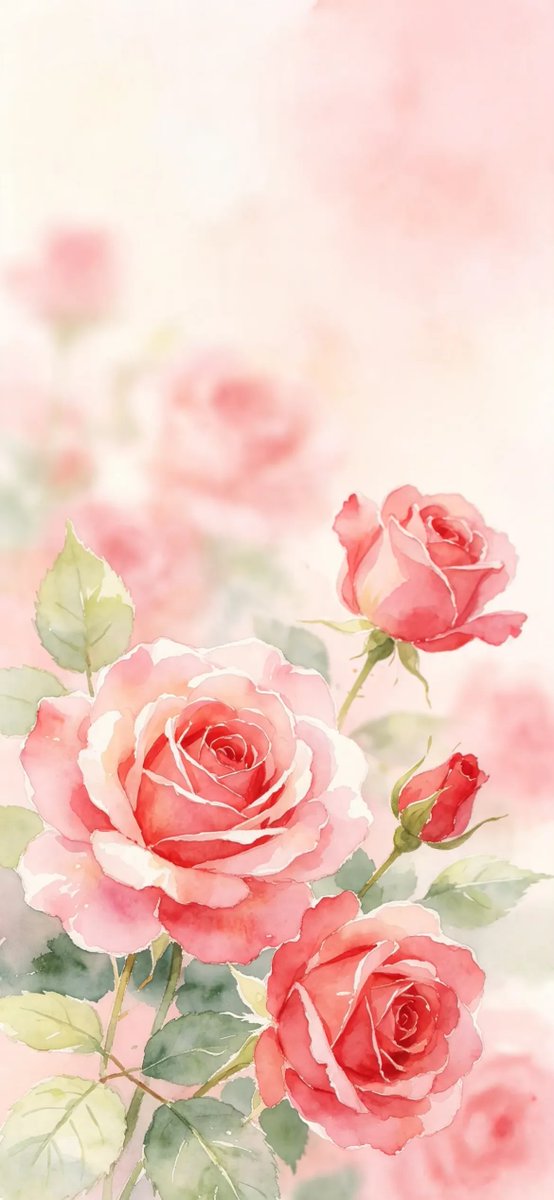 Bella_utd's tweet photo. Watercolor roses wallpaper 🌹 https://t.co/xizdQoIX8X