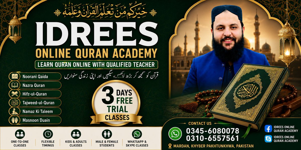 Muhamma15748469's tweet photo. Learn Quran, Transform Your Life.
Bringing the Light of the Quran to Every Home.
Learn the Quran with Proper Tajweed.
Quality Online Quran Classes for All Ages.
Building Faith Through Quranic Education.
Your Trusted Online Quran Learning Partner.
Start Your Quran Journey https://t.co/GhOMDvDaVS