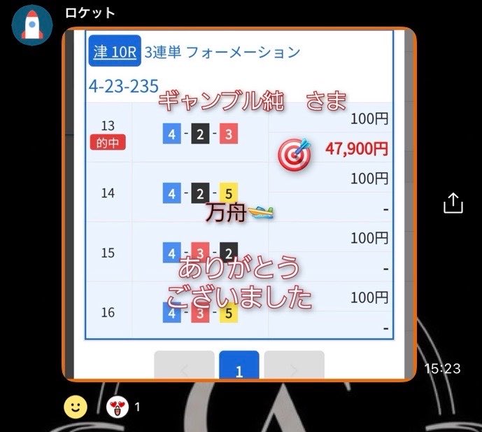 monzetsu_hentai's tweet photo. "的中報告"479倍🎯津10R
【勝負レース】4-2-3   "4万舟"

またまたスケ🫶ェしちゃいました。ありがとうございます。
無料予想配信も絶賛公開中→ https://t.co/Lak7Fz1tA9 https://t.co/9yMUtaLIdQ