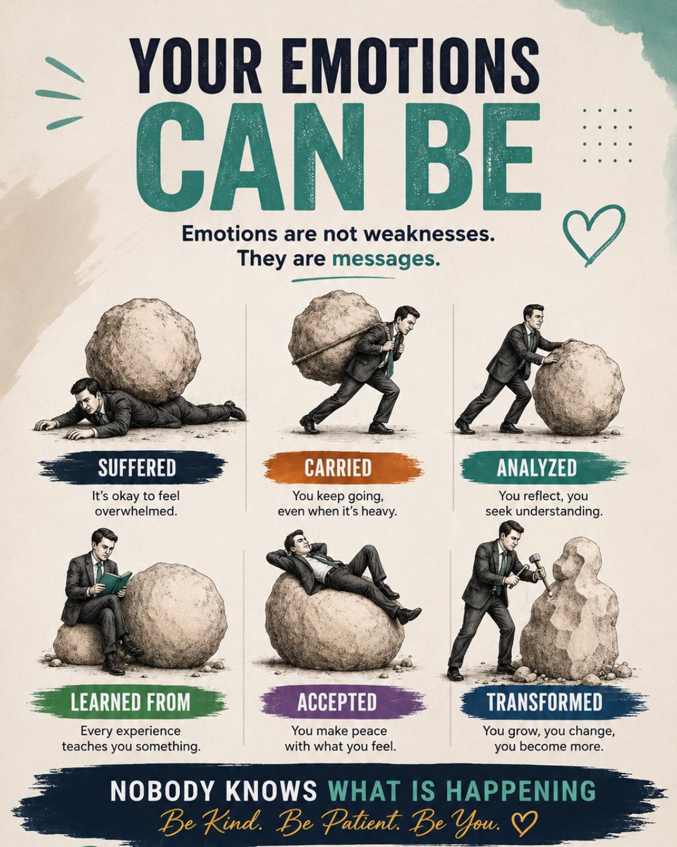 tribiusmug's tweet photo. Your emotions aren't your enemy, they're messages. 

Every feeling has something to teach you:
You suffered. You carried. You learned. You grew.
Don't hide what you feel. Healing begins when you acknowledge it.

Be kind, you never know what someone else is carrying.

#BeKind https://t.co/YC43vAcwcf