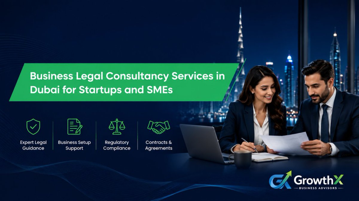 growthxadvisor's tweet photo. Business Legal Consultancy Services in Dubai for Startups and SMEs

Moreover, expert legal guidance ensures compliance, protects growth, and reduces risks.

Read on: https://t.co/zJ0qrvKZrH

#BusinessLegalConsultancy #DubaiBusiness #StartupsDubai #SMEsUAE #LegalServices https://t.co/J8slEShCH5