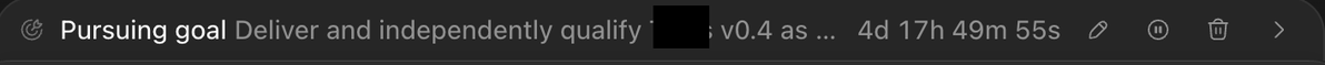 garzavilo's tweet photo. With pauses included this GPT 5.6 goal has been going for 7 days. I have no idea how agents can now work for this long. https://t.co/hVmk8aSn8i