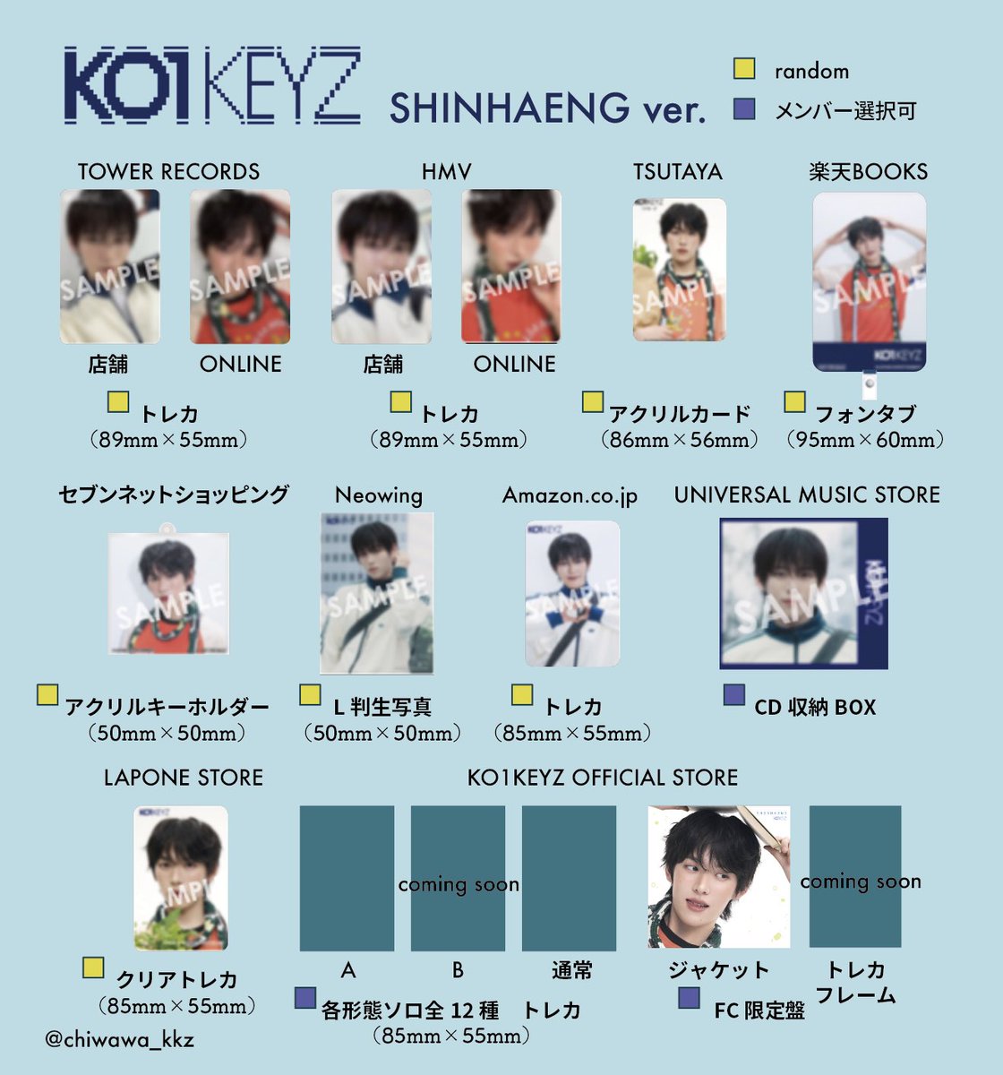 chiwawa_kkz's tweet photo. DEBUT SINGLE  "KO1KEYZ" 

メンバー別 チェーン別(店舗別)
購入特典 SHINHAENG 🥔 一覧

保存/使用の際はRTをお願い致します(՞ . .՞)"
#オ・シンヘン #오신행  #KO1KEYZ交換
#KO1KEYZ #コイキーズ #코이키즈 https://t.co/2y0ZbKChTZ