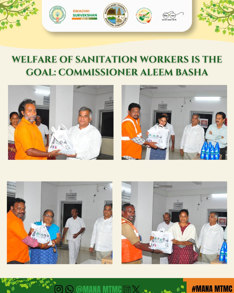 commr_mtmc's tweet photo. Sanitation Workers' Welfare is MTMC's Goal.
Commissioner Aleem Basha and team MTMC are prioritizing the welfare of our sanitation heroes. 🧹✨
#MANAMTMC #CityHeroes #EmployeeWelfare #SwachhBharat https://t.co/ZFxju6n7gQ
