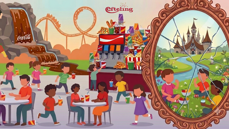 AndreasDijk's tweet photo. 'Spiegeltje, spiegeltje aan de wand: wie schenkt de meeste suiker van het land?' De #Efteling heeft een bezopen concept: onbeperkt #frisdrank tappen. #Foodwatch is in actie gekomen. Steun dat ook. https://t.co/DlqwBhoGQj https://t.co/SZrp23xxd3