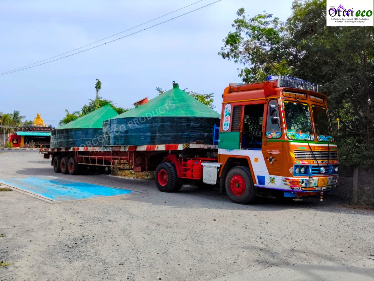OrcciEco's tweet photo. Not furniture—this truck is hauling someone’s future cooking gas.

FRP cone sections heading to Perambalur’s new biogas plant. High stakes, slow driving, zero potholes allowed.

#WasteToWealth #Biogas #ClimateTech https://t.co/RyoeCXXnPz
