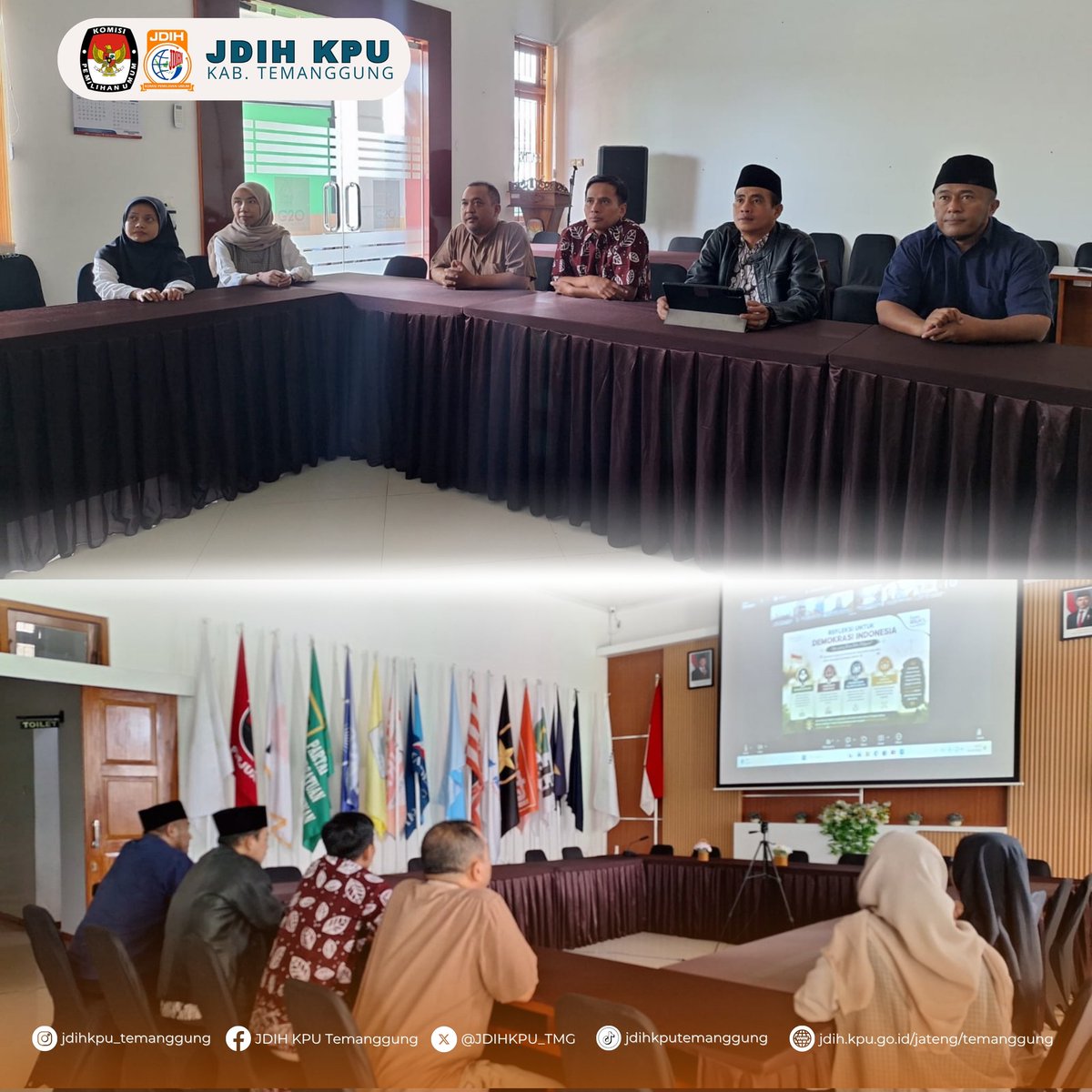 JDIHKPU_TMG's tweet photo. Halo #sobatjdihkputemanggung Komisi Pemilihan Umum (KPU) Kabupaten Temanggung ikuti kegiatan Kajian Rutin Kamis Sesuatu Serial 'Advokasi Hukum Pemilu' Seri ke LIX Diskusi Novel "Aib dan Nasib", di Kantor KPU Kabupaten Temanggung, Kamis (23/7/2026). https://t.co/dNySjgZVUI