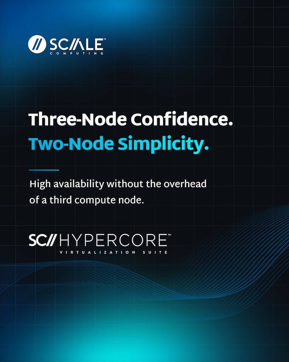 NdichuMbugua29's tweet photo. High availability doesn't have to require a third compute node. SC//HyperCore™ virtualization suite now supports a physical witness for 2-node clusters, reducing cost, power, and footprint while improving uptime.

 https://t.co/WamIqemed4 
 #EdgeComputing #Virtualization https://t.co/CyfHQWqouT