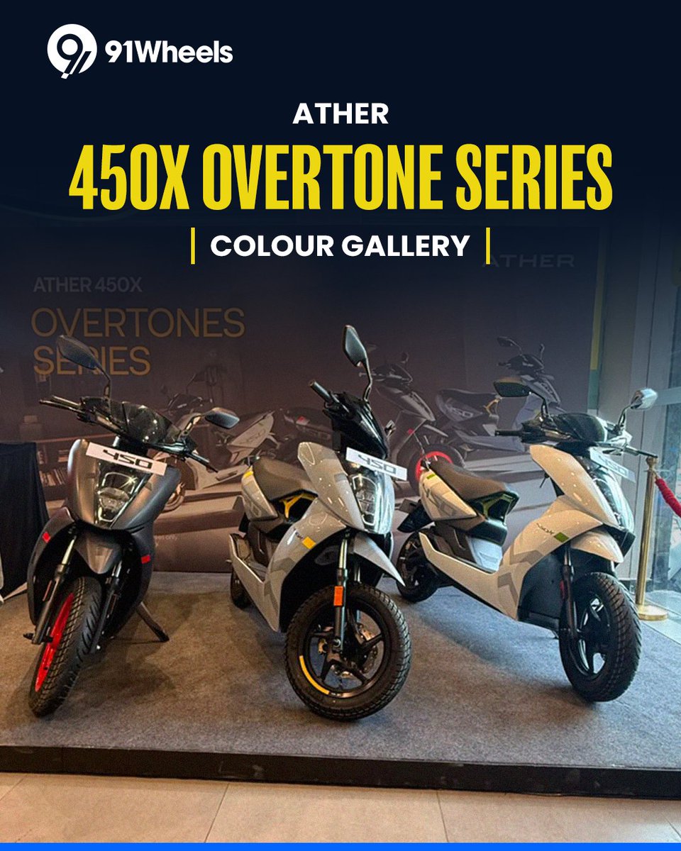 91wheels's tweet photo. Colours play a big role in defining a scooter's character.
Here's a look at all the shades offered with the Ather 450X Overtone Series.
@atherenergy
#Ather450X #AtherEnergy #OvertoneSeries #ColourOptions #ElectricScooter #91Wheels #EVIndia #AutoNews #ScooterLife #Automotive https://t.co/N2NZU8z2Of