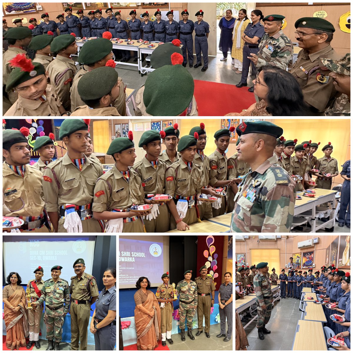 DwarkaSec10SoSE's tweet photo. School proudly welcomed Lt. Col. D. S. Rawat, C. O., 2 Delhi ARTY BTY NCC, on 23 July 2026. The visit featured a Guard of Honour, campus &amp; NCC Room tour &amp; showcase of school achievements. NCC cadets &amp; students of Classes VIII–X participated with great enthusiasm. @Dir_Education https://t.co/XTDvUCKV26
