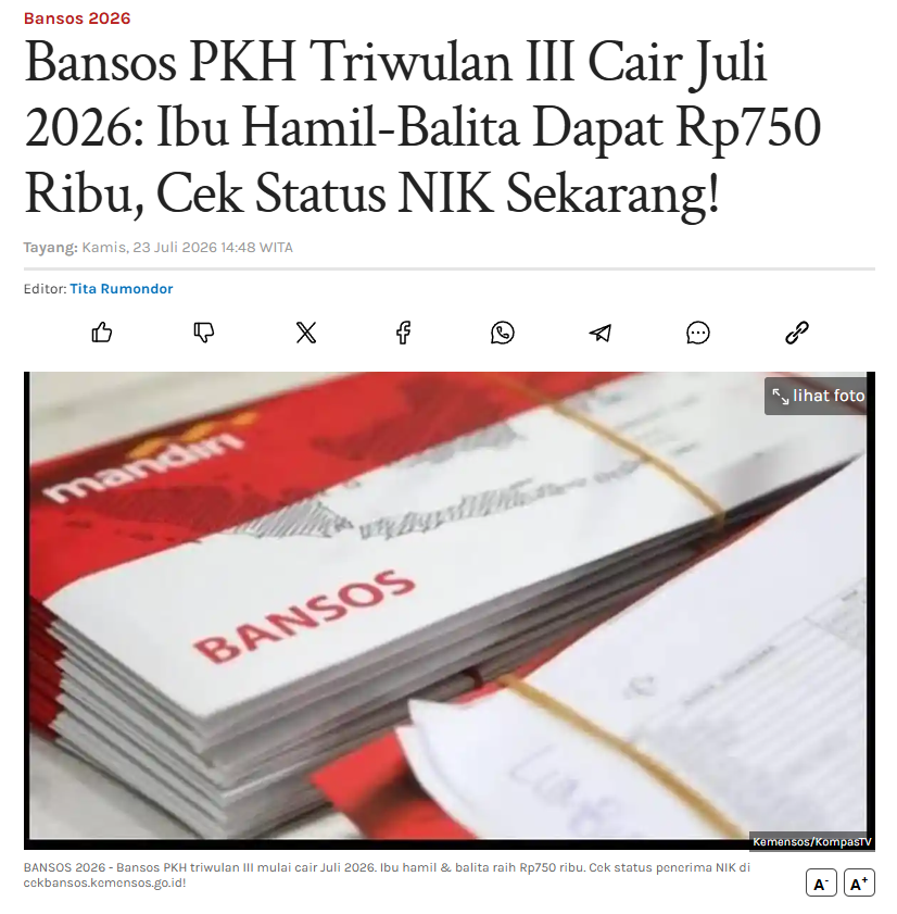 analogidapur's tweet photo. Bansos triwulan 3 sudah cair, ternyata penerimanya beragam ya dari Ibu hamil, anak usia 0–6 tahun masing-masing menerima alokasi Rp750.000 per triwulan, disusul kategori siswa sekolah, lansia, hingga disabilitas. Sungguh menyejahterakan rakyat😁
https://t.co/JEp5qTxAAO https://t.co/0f2Mbpij56