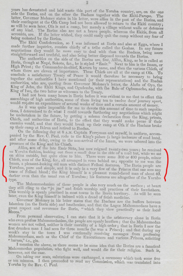 tolutee's tweet photo. First Frame - An agreement between the Ilorin King and Chiefs, and the RNC. Note that the British identified Ilorin as part of the Yoruba country.

Second Frame - Excerpt from Major Macdonald's Report on the 1889 Expedition to Ilorin. Note that even an Oyinbo man like Macdonald dispelled the notion that Ilorin is anything other than Yoruba.