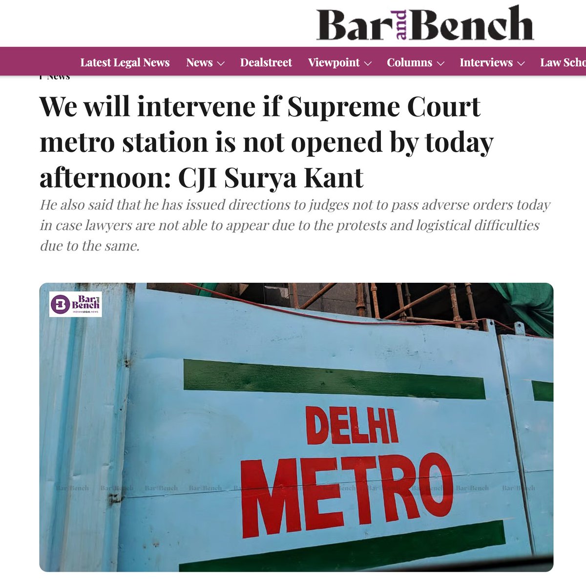 TheDeshBhakt's tweet photo. 🚨Yesterday CJI didn't have time to watch evidence of police brutality (that unfolded next to the SC)
🚨Today CJI is threatening to intervene if the Supreme Court Metro Station is not opened! 
🚨Iske liye time hai?😵‍💫...then young India is supposed to have 'faith in the system?' https://t.co/QgDqKH1nSZ