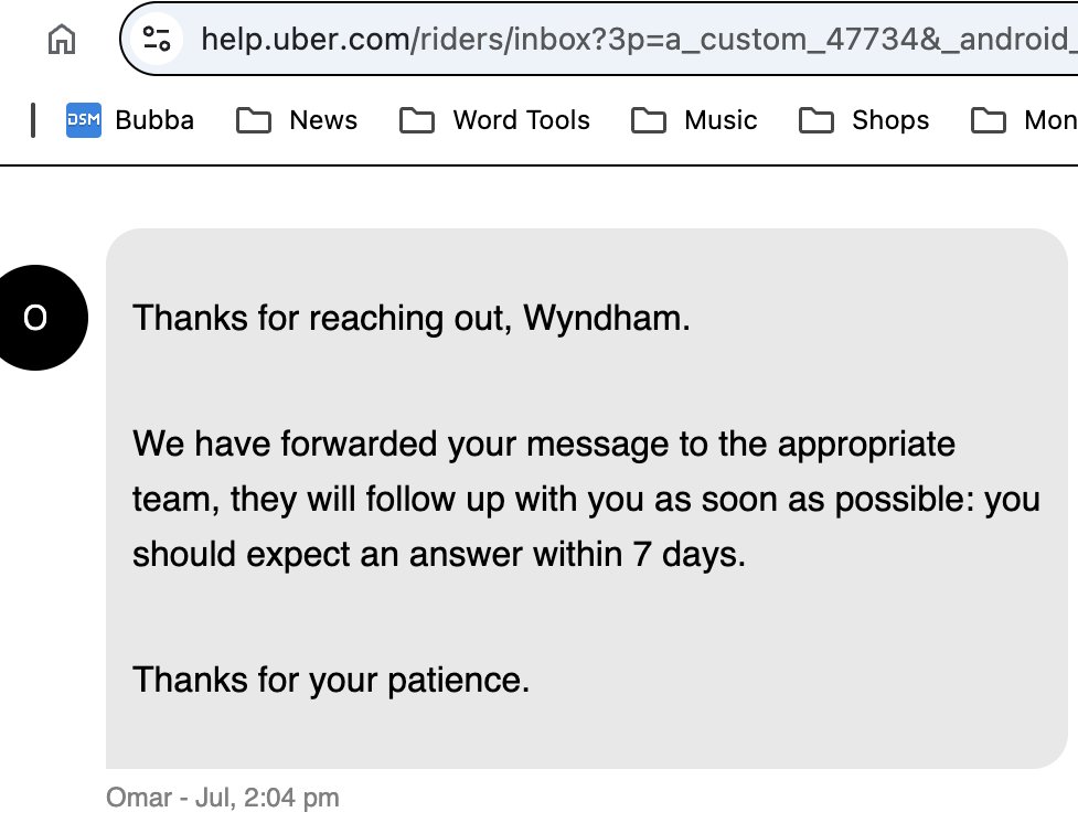 WyndhamWallace's tweet photo. It's now nine days since I was told I'd have a response to my complaints after your 'support' team repeatedly failed to address a single issue I'd raised. Is it time to file them alongside the driver who didn't turn up and instead start using a more reliable company?@Uber_Support https://t.co/xcvSDfJh2E