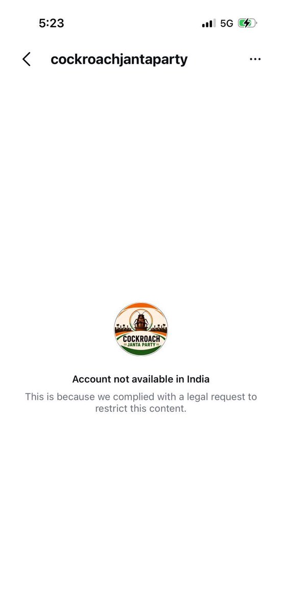 HinduReformer's tweet photo. Cockroach Janta Party’s Instagram account has been taken down by Narendra Modi. Is the govt afraid to face the reality? https://t.co/bPIWQd0L5i