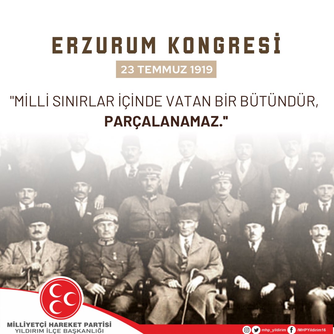 mhp_yildirimm's tweet photo. Erzurum Kongresi’nin Yıl Dönümünde Gazi Mustafa Kemal Atatürk ve Silah Arkadaşlarını Saygı ve Minnetle Anıyoruz.

@MHPBursail 
@Kadir___Tasci https://t.co/YvMgY9iS3G