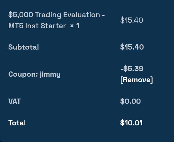 propfirmarena's tweet photo. 🚨 $5K Instant Account – ONLY $10🔥

💸 Get your $5,000 Instant Account for just $10 using Code: JIMMY

The Instant Starter program is designed to provide immediate access without an evaluation phase

🔗 Buy Here:
https://t.co/t80F1DrUgv

Use Code - JIMMY 🎯
Trusted Prop Firm 💯

#PropFirm #FundedTrader #Forex #XAUUSD #Trading #BlueGuardian
