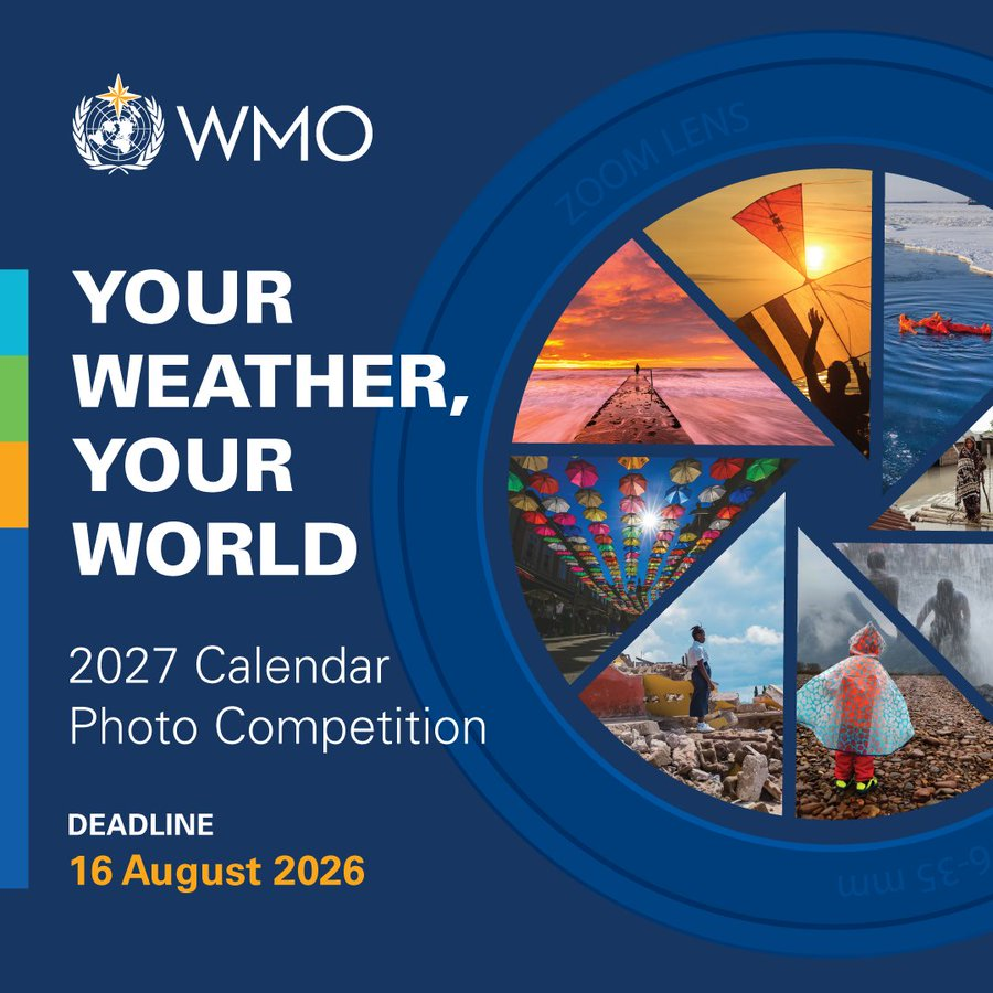 UN's tweet photo. Calling all photographers!

The annual photo competition for the 2027 @WMO  calendar is now open.

Show us how weather, climate &amp; water impact your community.

Submit your photo by 16 August: https://t.co/aY7x9Ow7ZC https://t.co/6cVq6HqahL