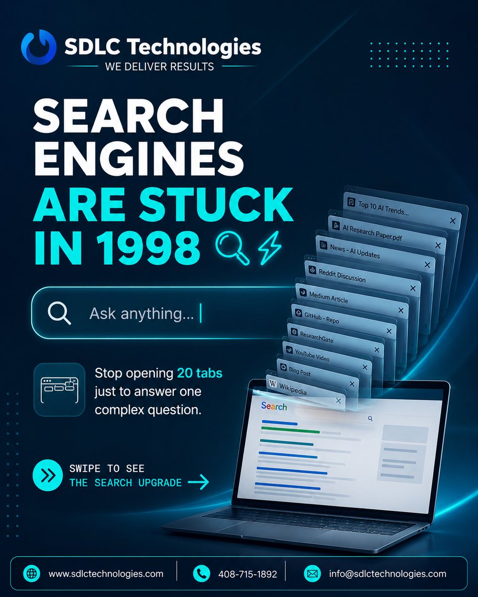 Sdlctech's tweet photo. It’s time to stop hunting through page two of search results. 🔍💥

#ArtificialIntelligence #PerplexityAI #ProductivityTools #AITools #TechTrends #SearchEngine #FutureOfWork #TechSimplified https://t.co/D91Z1LxwX2
