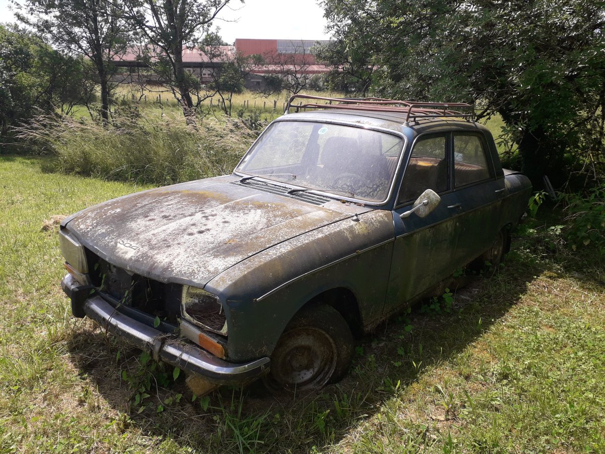 Charles_Searson's tweet photo. @Only9built Thought the 304 had more successful styling but there are hardly any of either left. This was the last 304 I saw, at the side of the road at Champlitte, eastern France, summer 2018. https://t.co/Cj1m4STDNw