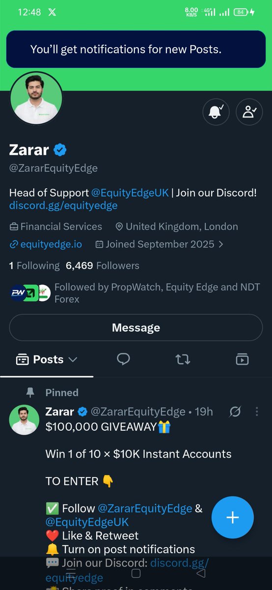 Alexbabahum's tweet photo. @ZararEquityEdge @EquityEdgeUK @lajawabzra @silentdilboom @diljali100
Good luck to everyone participating. Hopefully, I'll be among the winners and start my funded trading journey soon! https://t.co/E59kdZIpnH