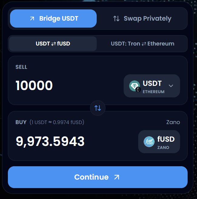 Mr_Kwibs's tweet photo. FreedomDollar just added a groundbreaking bridge to their website between $USDT, $USDC, and $fUSD. 

Fees from USDT to fUSD are just 0.265%, and back from fUSD to USDT are just 0.155%. 

Ethereum, Tron, and Zano networks available.

Would be interesting to get this integrated into your wallets @BitcoinCom @cakewallet @EdgeWallet @unstoppablebyhs.

https://t.co/HUAFeN8aRR