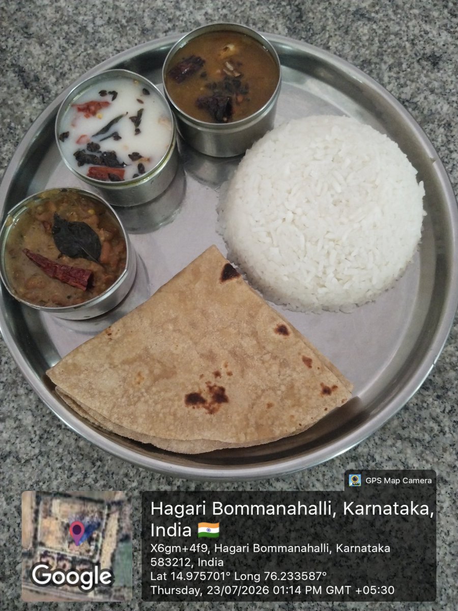 KRCRS484AMG's tweet photo. Today's lunch chapati, black eyed peas curry, rice, mix veg spinach sambar, buttermilk https://t.co/INUp16jdwb