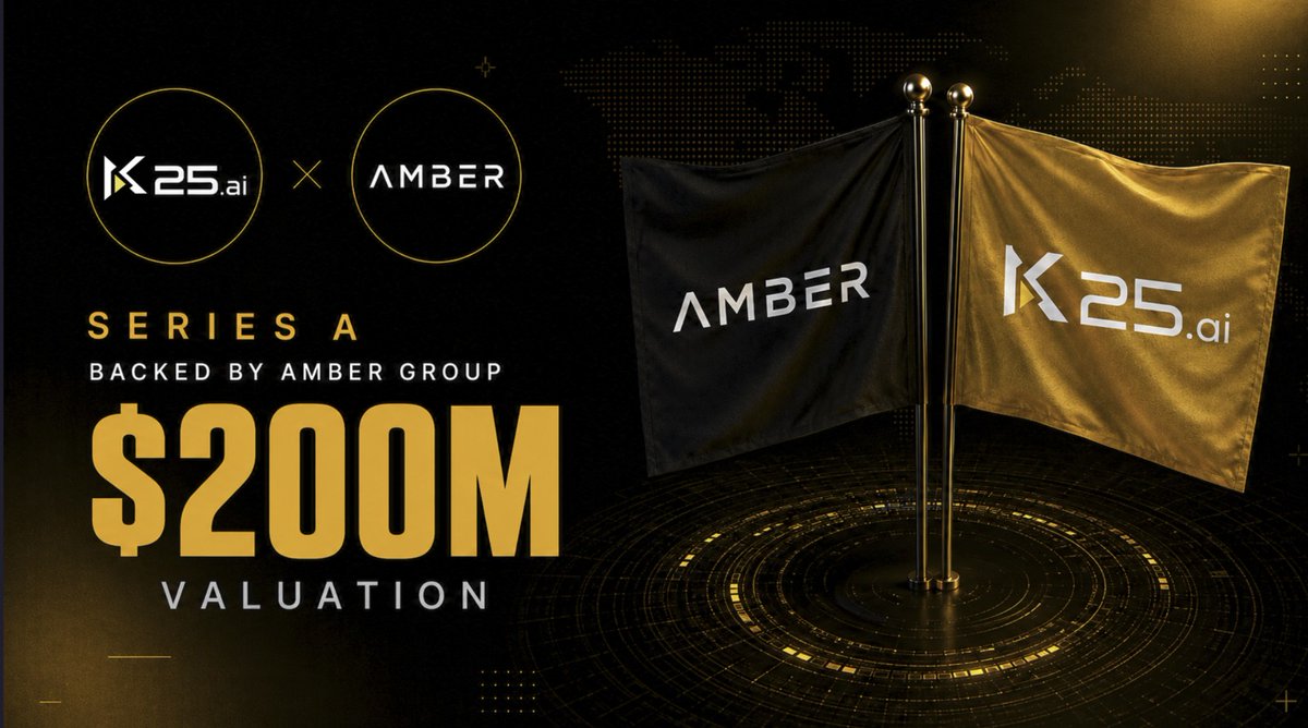 K25dotai's tweet photo. Excited to announce that https://t.co/lGiQRpKswA has secured strategic backing from Amber Group @ambergroup_io as part of our Series A fundraising, at a $200 Million valuation.

Amber Group is a leading global digital asset and financial technology firm, and we are excited to partner with a team that shares our vision for the future of AI, Web3 and digital assets.

This milestone marks an important step in K25's journey, and we look forward to building the next chapter together.