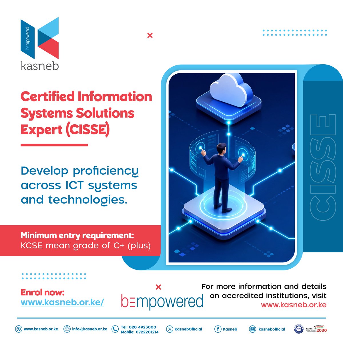 KASNEBOfficial's tweet photo. Technology is reshaping every industry and organisations need professionals who can design secure, efficient and innovative information systems. Visit https://t.co/KQZOTahINi to enrol for the Certified Information Systems Solutions Expert (CISSE) qualification today! https://t.co/yo3wzeGCe2