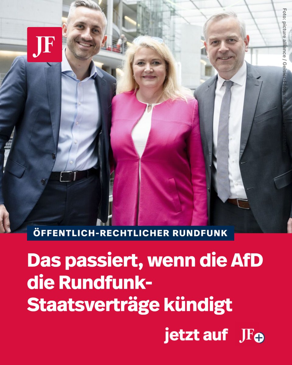 jungefreiheit's tweet photo. Nach möglichen Regierungsübernahmen in Sachsen-Anhalt und Mecklenburg-Vorpommern will die AfD aus den Rundfunkstaatsverträgen aussteigen. Rechtlich ist das möglich. Doch was passiert dann und wann wird es wirksam?
Weiterlesen: https://t.co/Lk4J8m88Y8 https://t.co/HZJUfkyEoP