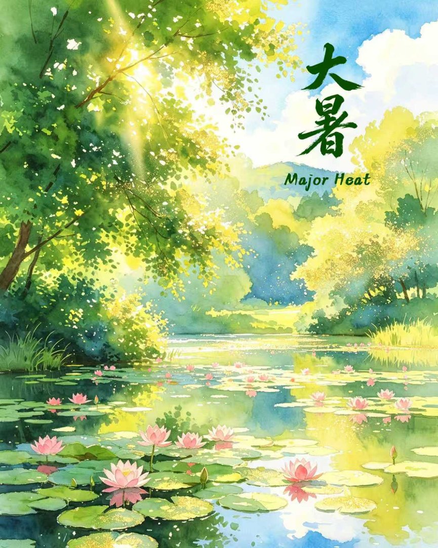ChineseEmbinAus's tweet photo. Happy Major Heat Day (#Dashu)! ☀️🌿
Today marks Dashu (Major Heat), one of the 24 solar terms in the traditional Chinese calendar and the hottest period of the year.
From refreshing lotus ponds to cooling summer delicacies, people across China embrace the season with wisdom and traditions, finding balance and vitality amid the summer heat.
#ChineseCulture #24SolarTerms #SummerInChina