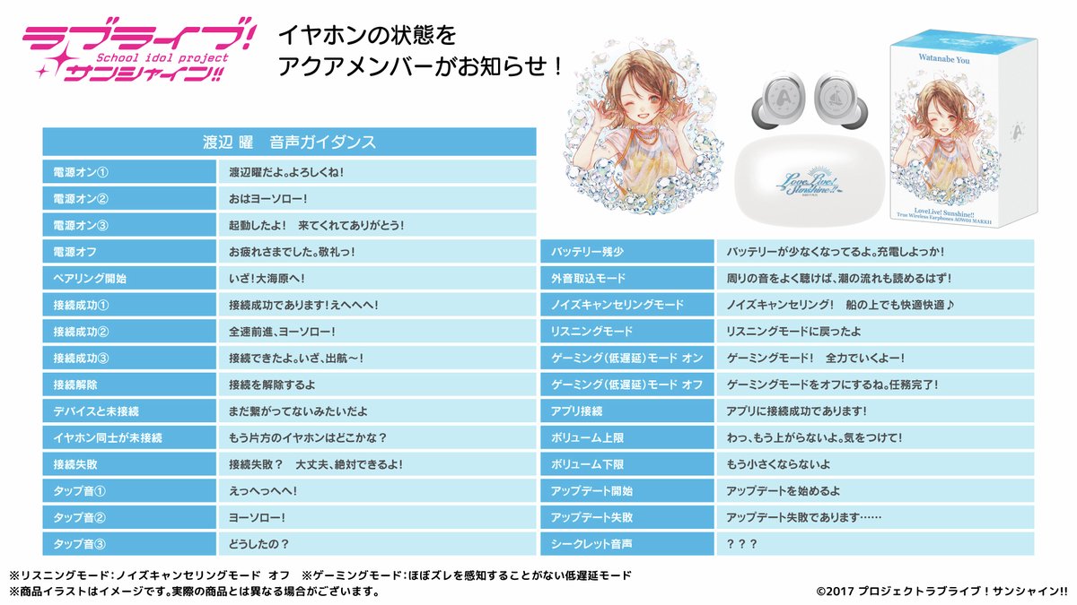 onkyodav's tweet photo. 🩵新規録り下ろし音声ガイダンス（ワイヤレスイヤホン）② 🩵
#lovelive #Aqours https://t.co/K7l6Q9nfXM