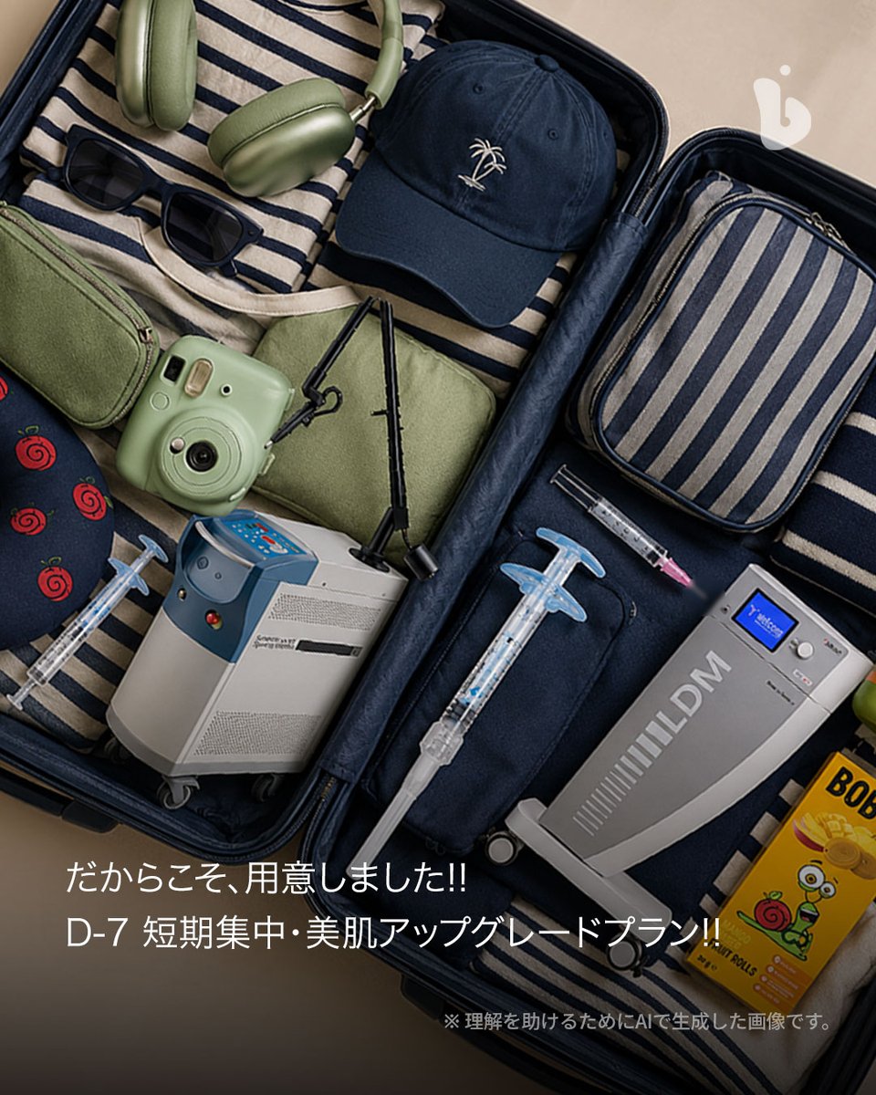 BVclinicjp's tweet photo. 夏休みまであと7日！✈️🌴 直前の無理な施術はNG🙅‍♀️
BVクリニックの【D-7 美肌プラン】✨

🗓️D-7 水光ケア＋トーニング 💉D-5 白玉点滴 💆‍♀️D-3 LDMケア ✨D-1 むくみケア

万全の肌で夏休みへ💖
💬相談はLINEから👇 https://t.co/f2nIlfa6ht
#韓国美容 #渡韓美容 https://t.co/rlYDVxM1Dt