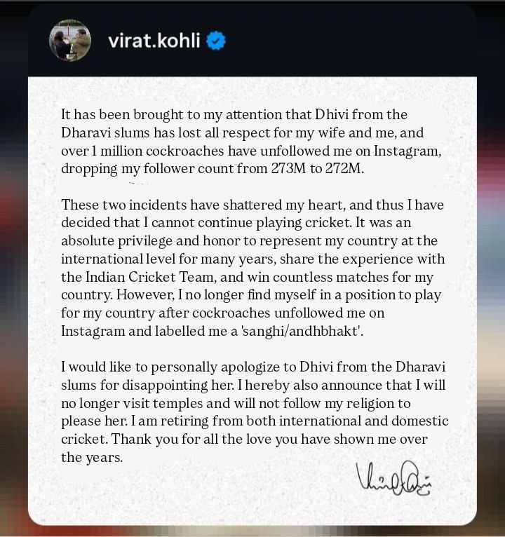 kohlichronicles's tweet photo. Virat Kohli's latest post on instagram 💔 https://t.co/6iCqGuAMQI