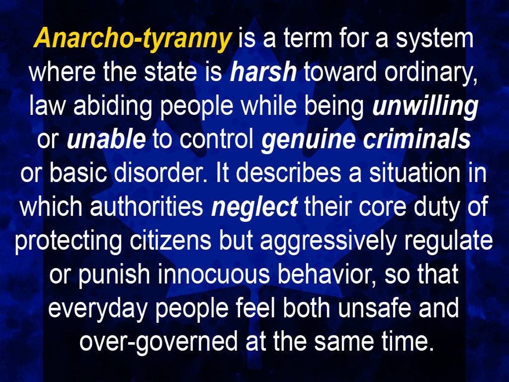 WokebustersComx's tweet photo. @tyler_cybulski @nationalpost Yes. Anarcho-Tyranny. https://t.co/c4gsUkbCNB