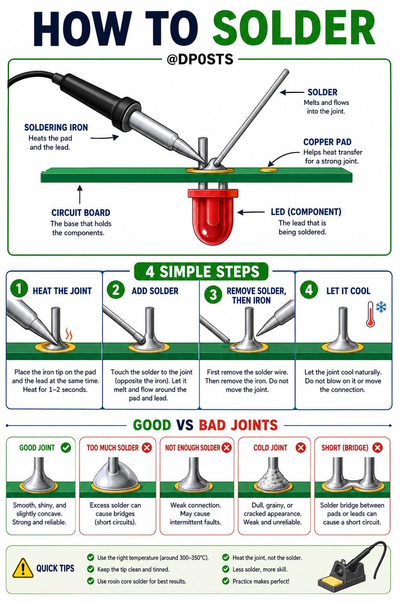 DP0STS's tweet photo. How to Solder https://t.co/DyGNjfeqLa
