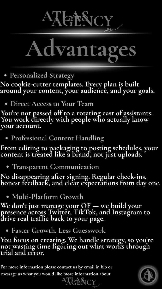 AtlasOfAgency's tweet photo. advantages of signing with - Atlas
#Onlyfans https://t.co/PwLXVCT2t5