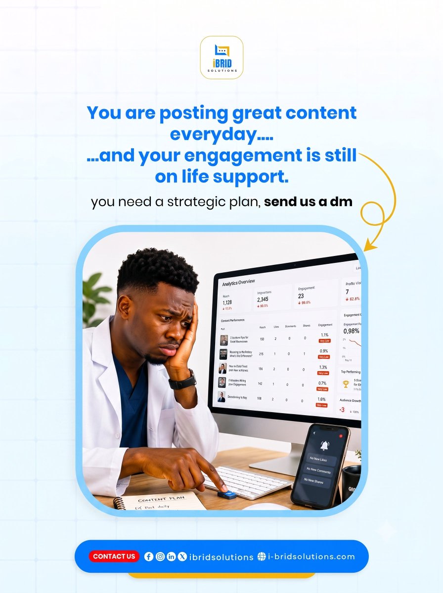ibrid_solutions's tweet photo. Low engagement &amp; bookings mean gaps in your clinic’s strategy. IBRID Solutions fixes content, ads &amp; websites for scalable growth. 

DM us today!

#HealthcareStrategy #PatientEngagement #HealthcareMarketing #ClinicGrowth https://t.co/llG8L0YJLH