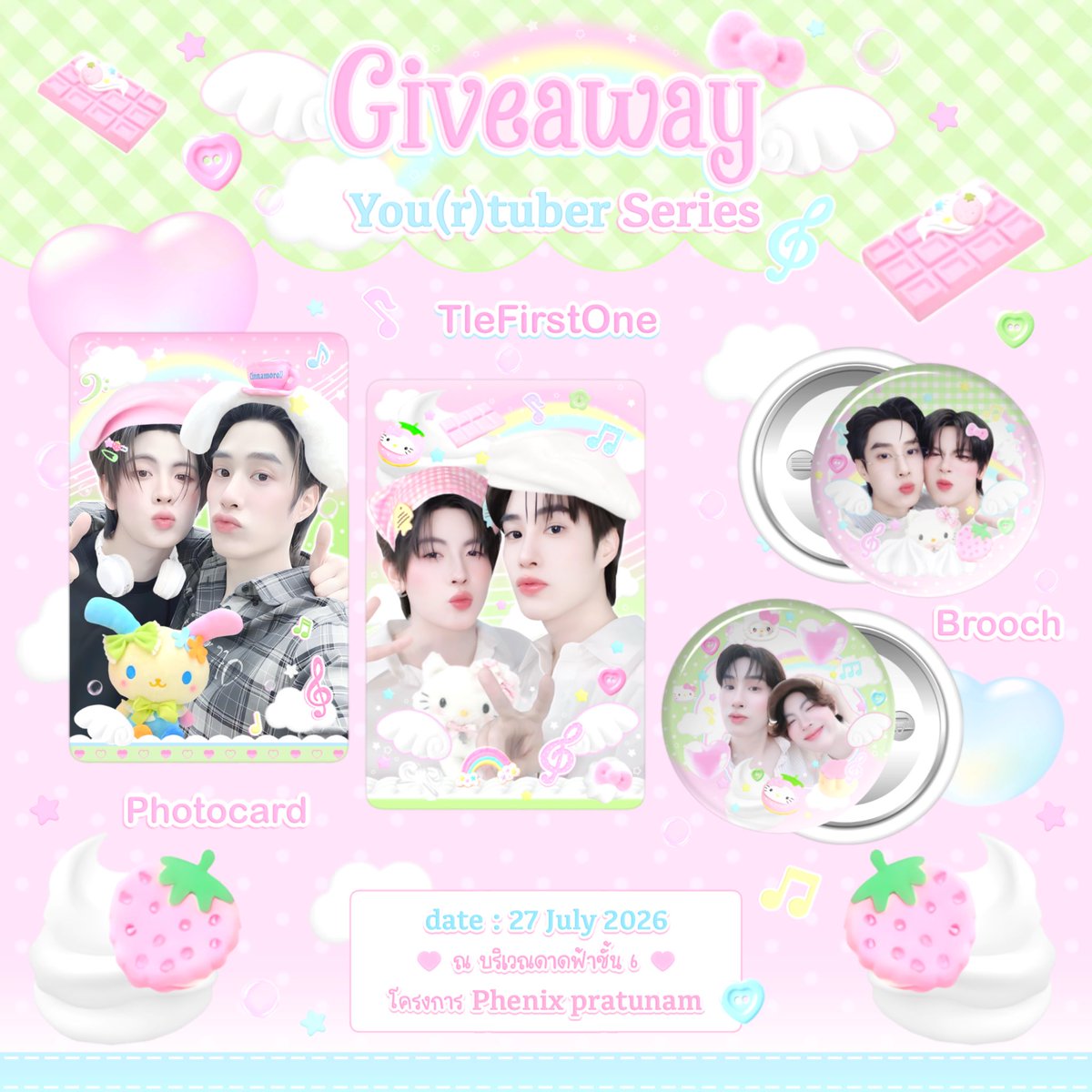 ifirstoneyou's tweet photo. ₊ ⠀⠀ .⋆ ₊
｡⋆⋆˚       ˚⋆⋆ ｡   
 ˚ ₊            ₊ ˚  Giveaway - #YourtuberSeries ♡︎⊹⋆ 
   ˚. ｡⋆˚⋆｡ .˚ 

Pls rt &amp; show this tweet 🎀⭐️ 

Only ♡ 5O set 🫶🏻
Date : 27 July 2O26
Location : Phenix Pratunam
Time : tba ♡

🌈 #TleFirstone , #ติดฝนติดแจก 💘 https://t.co/KgXkbtOpjl