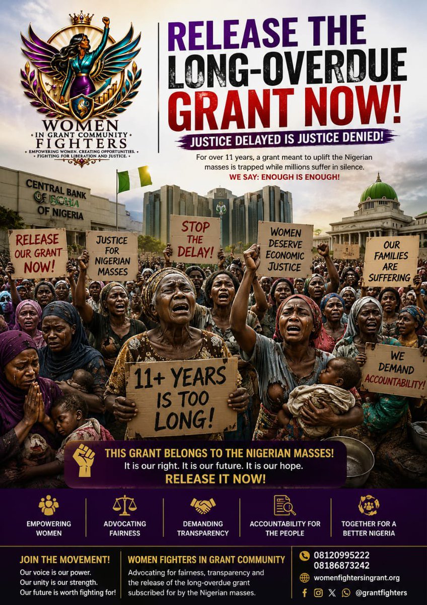 GrantFighters's tweet photo. GRANT COMMUNITY GET READY AS THE NAKED WOMEN PROTESTS IS LOADING,

NEXT WEEK TO THE CHURCH OF GRANT HANDLERS, DISBURSE OUR GRANT OR FACE THE NIGERIAN WOMAN IN GRANT COMMUNITY.
@cenbank 
@NigeriaGov 
@NGRSenate https://t.co/qJiUeCZfEJ