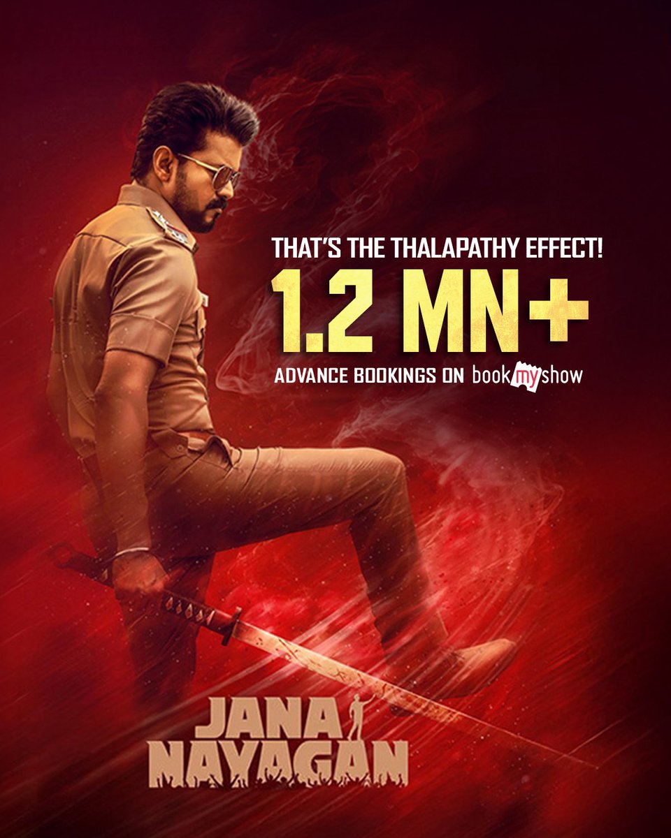 bookmyshow's tweet photo. Mass beyond measure.
Love beyond numbers! ❤️

1.2 million advance bookings and the hype keeps getting stronger. 🔥

https://t.co/M1336yruTy

#JanaNayagan #ThalapathyVijay #AnirudhRavichander #Movies #MoviePlans #BookMyShow https://t.co/EbV5zUngBZ