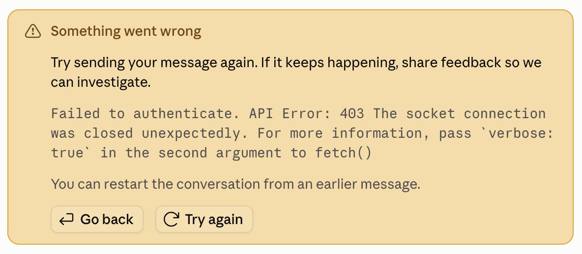 metdubbels's tweet photo. @claudeai Why do I keep getting this after a prompt (Claude app for Mac). https://t.co/7lXhTk16Sg