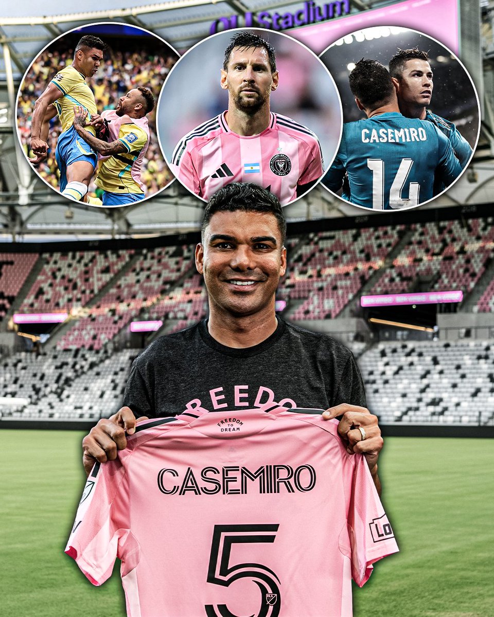 ESPNUK's tweet photo. Casemiro could end his career having played alongside all three of football's modern greats ✨ https://t.co/u6aCHR66Gh