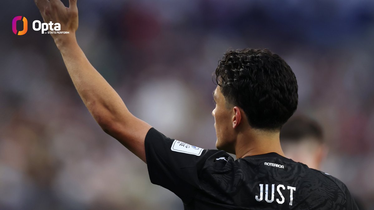 OptaJoe's tweet photo. 43% - 🇳🇿 Elijah Just scored with 43% of his shots at the 2026 FIFA World Cup - three goals from seven shots - the best conversion rate of any player to have that many shots in the tournament.

Precision. https://t.co/yKrNrneC3S
