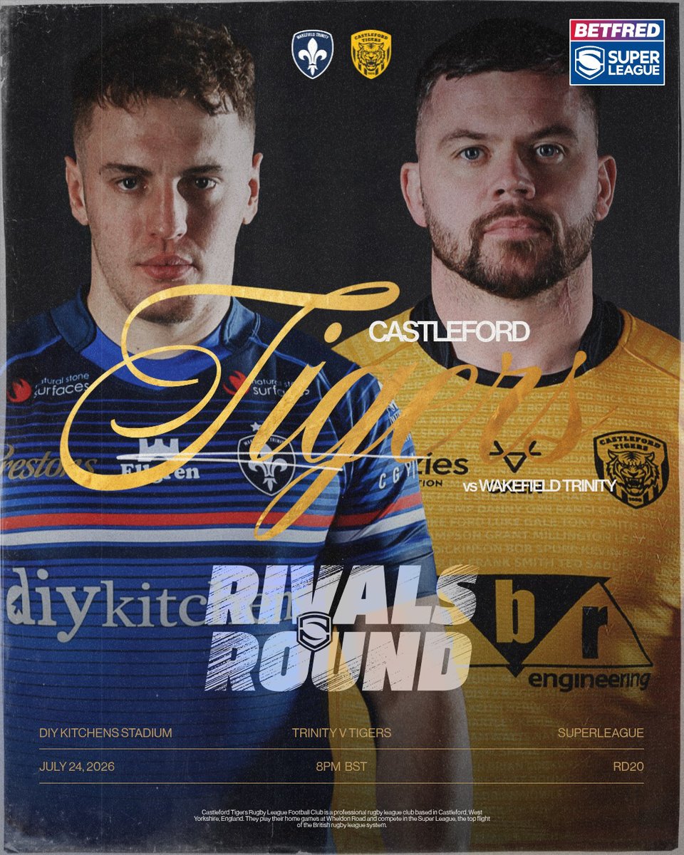 CTRLFC's tweet photo. Let's get behind the boys on the road in #RivalsRound 😤

Tickets for tomorrow's Derby at the DIY are on sale until 4:30pm TODAY. You can make the difference! ⚫️🟡🐯

https://t.co/YwsVLTqq0a

#COYF #DerbyDay #Tigers #RugbyLeague https://t.co/ZiGWDUHobl
