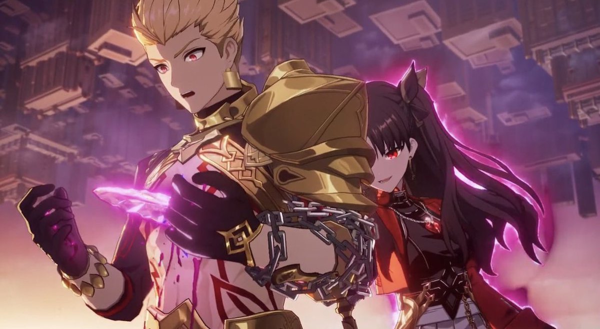HeavensHero's tweet photo. HEARTWARMING :

Gilgamesh OFFICIALLY got packed by all four FSN main characters : 

- Saber
- Shirou
- Sakura
- Ishta—*COUGHS* Rin https://t.co/BaroHnGO86