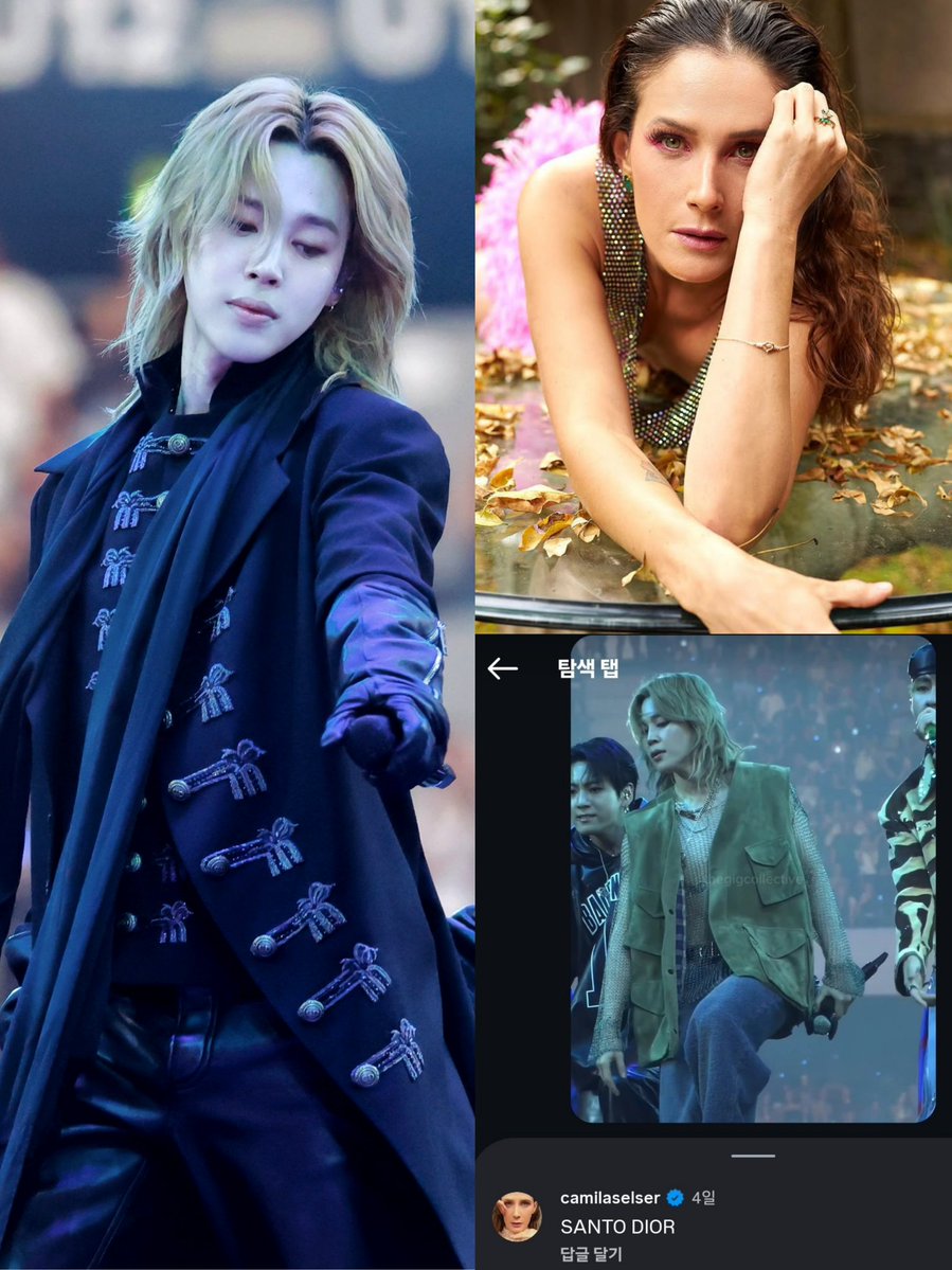 jimin_lil_devil's tweet photo. Camila Selser, the Nicaraguan-born Mexican actress, director, and producer known for Sr. Ávila, Te doy la vida, and Netflix's The Surrogacy, commented under Jimin's fancam. 

 👩🏻: "Santo Dior" (Saint Dior)

Of course he's Dior's Saint. She gets it. 😂 https://t.co/A2hrYVbBCK